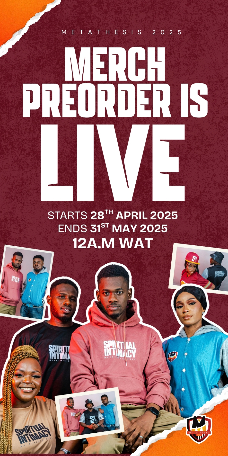 An image banner saying Merch section is live