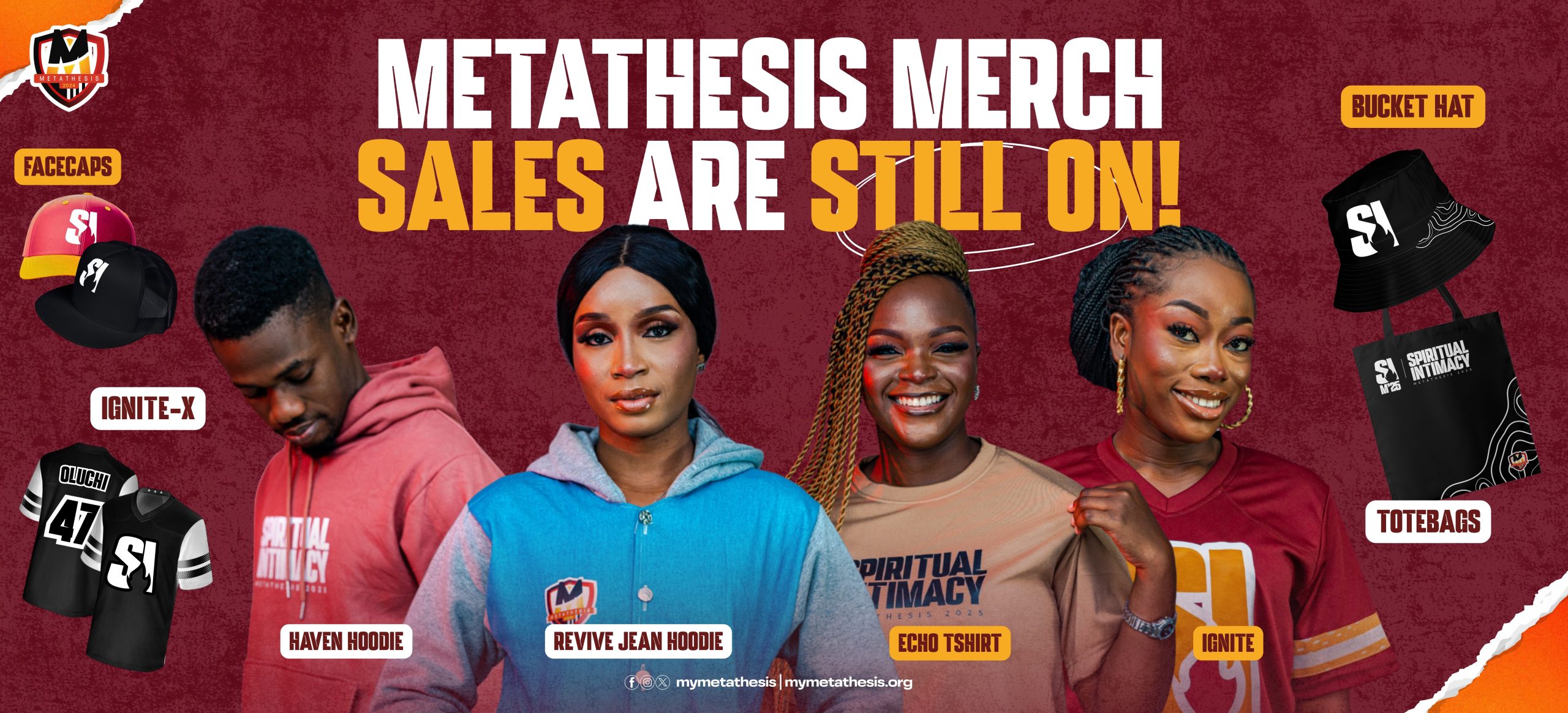 An image banner saying Merch sales section is still on